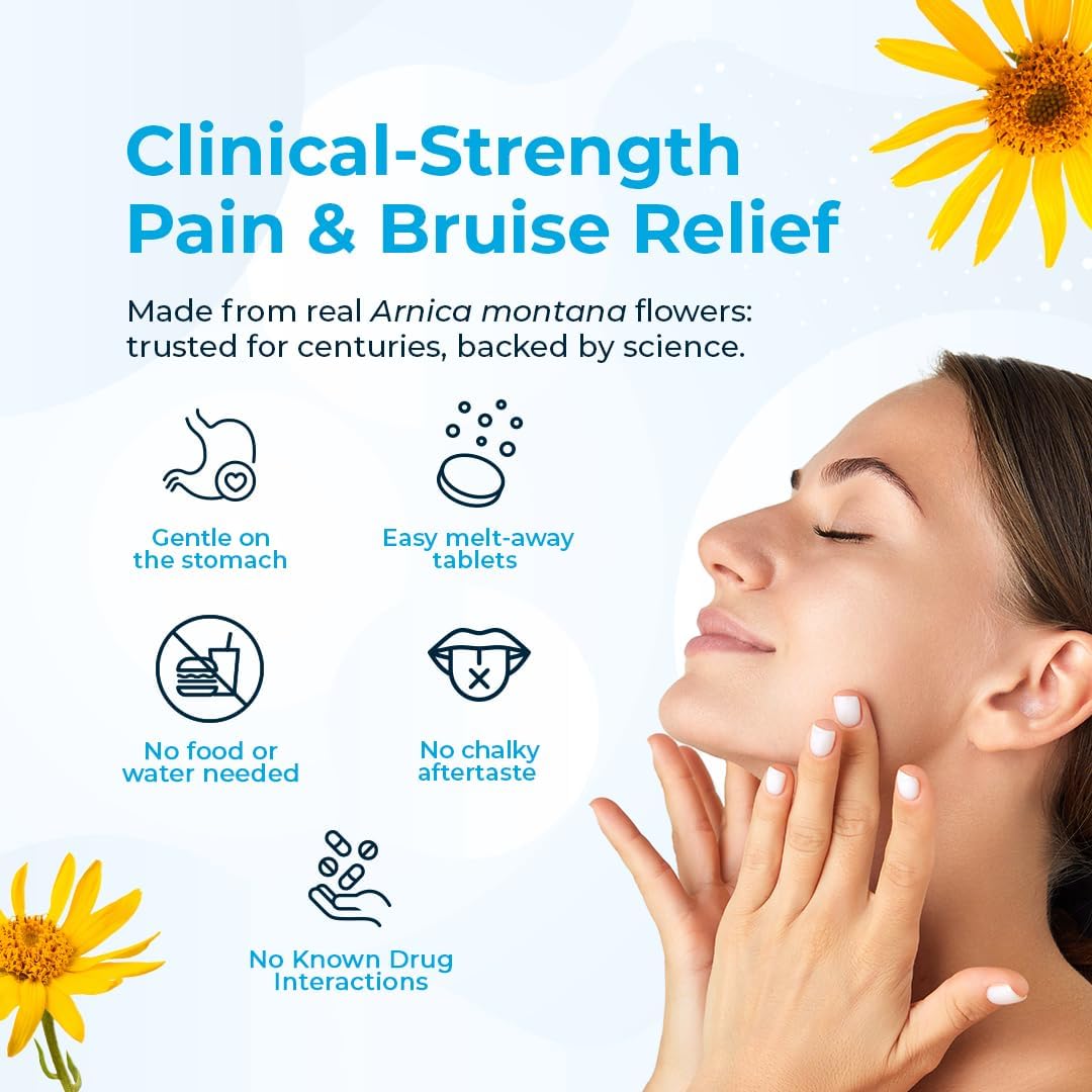 VitaMedica Arnica Montana 30X Rapid Dissolve Arnica Tablets for Natural Pain, Bruising, and Swelling Support 24Hr Smart